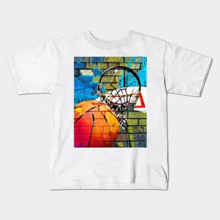 Basketball art print swoosh 107- Basketball artist design Kids T-Shirt